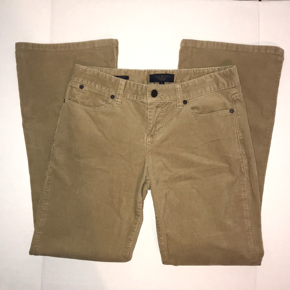 Talbots petite corduroy tan boot cut pants